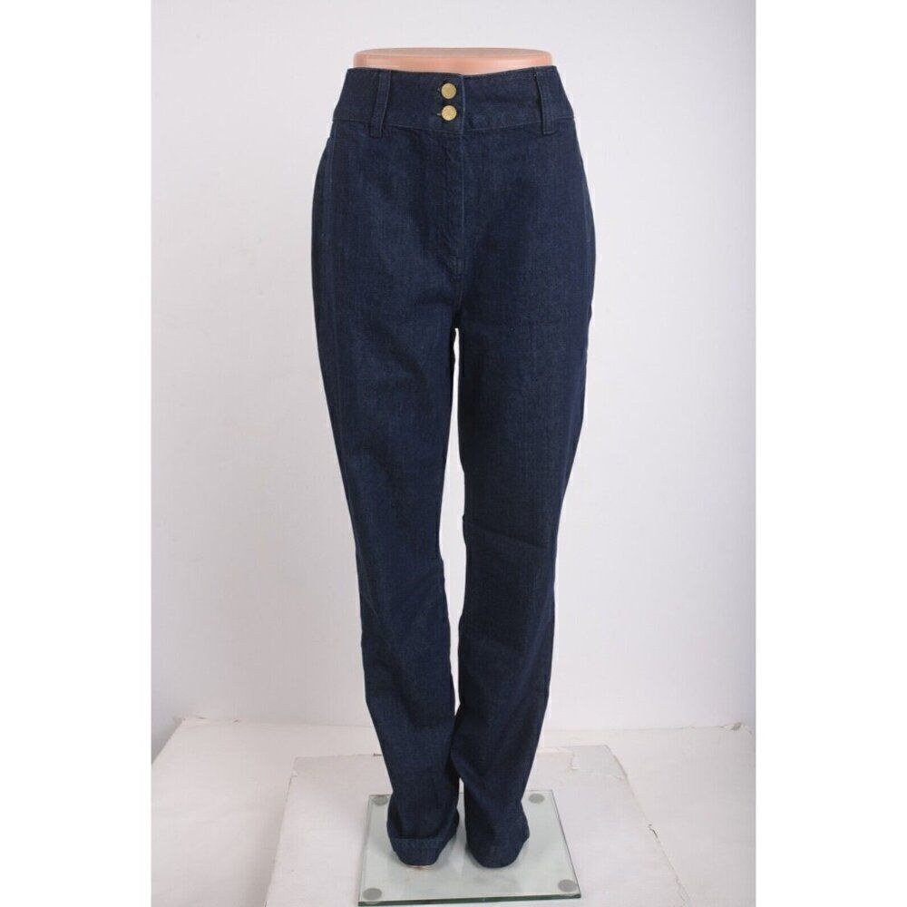 Triarchy Womens High Waisted Button Jeans Medium Indigo Sz US 6 EU 28 New